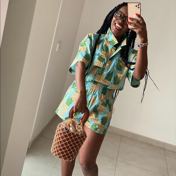 Zara pineapple print shorts set with crop top - Picture 5 of 12